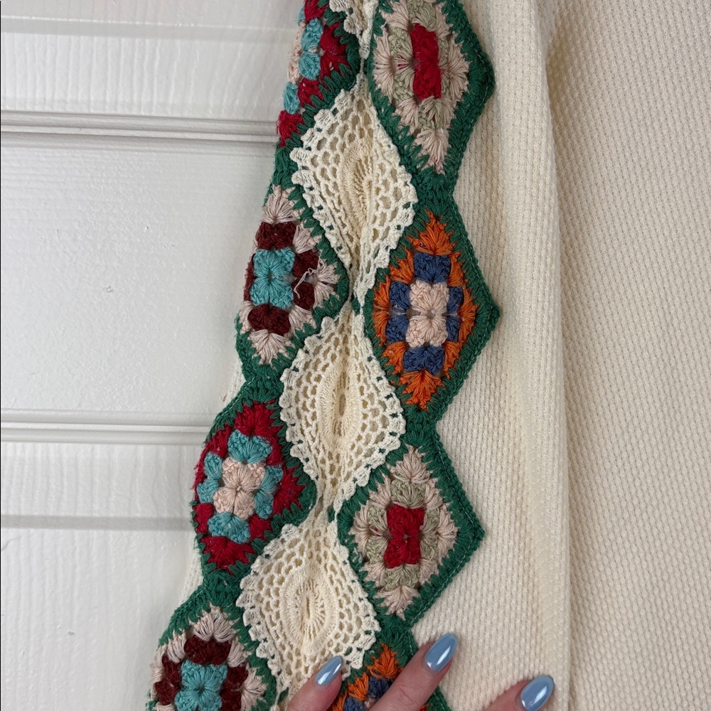 We The Free Crochet Granny Square Sleeve Boho Top Size Large - Picture 7 of 12